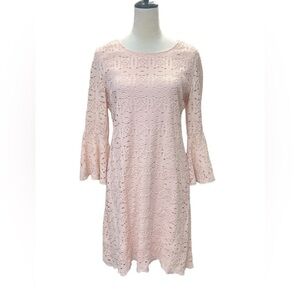 Ronni Nicole blush pink flare sleeve ruffle dress size small